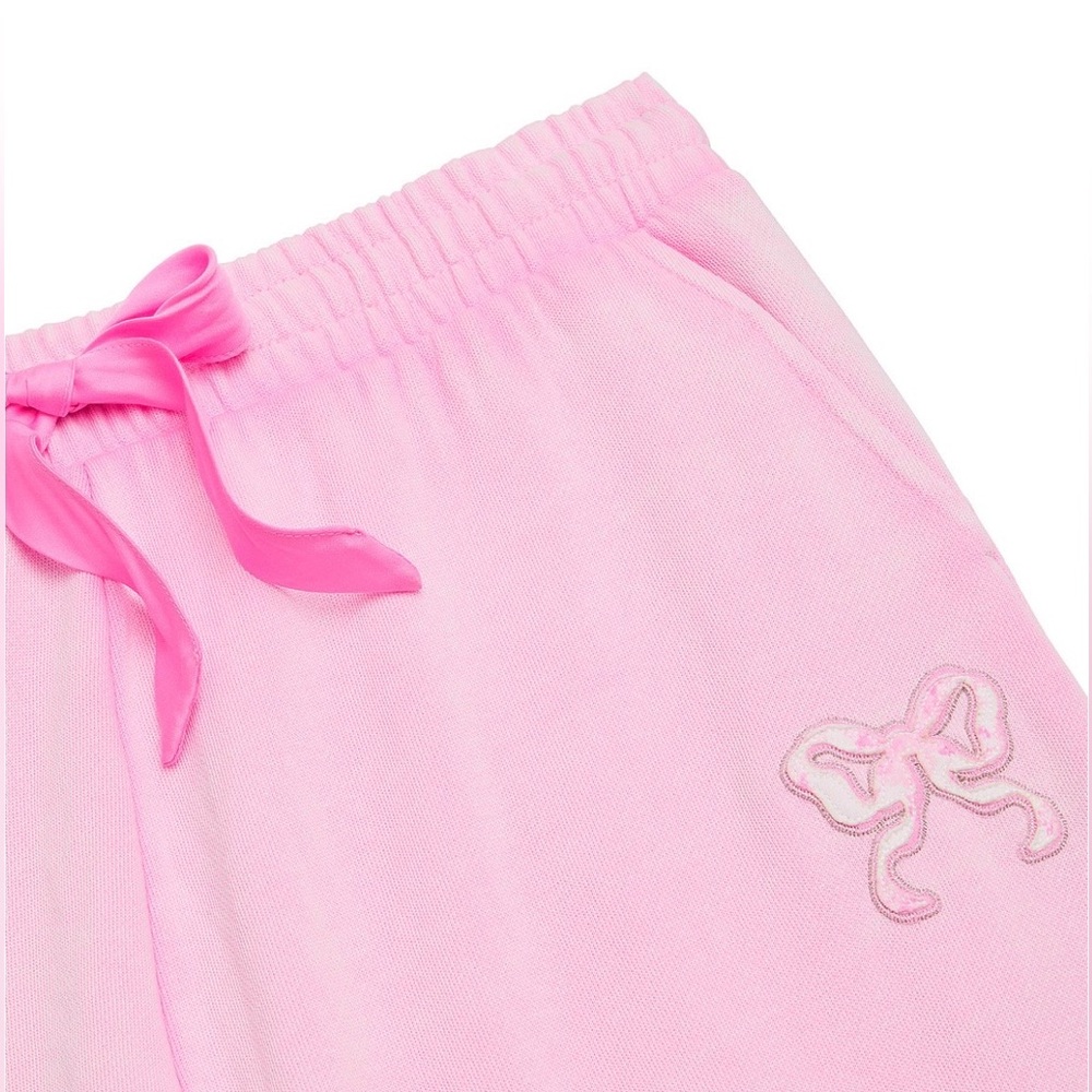 PINK X LoveShackFancy Wide Leg Sweatpants Pink Lollipop Medium Regular NWT - Picture 4 of 4